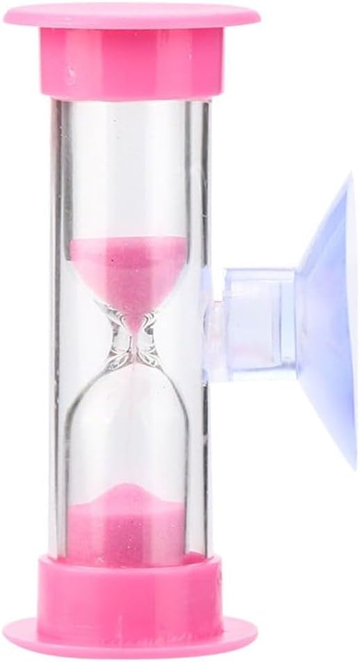 Pink 2 Minute Plastic Sand Timer Hourglass Sand Clock with Suction Cup Time Funnel Shower Timer Tooth Brushing Time Reminder Timers Thermometers Kitchen and Dining