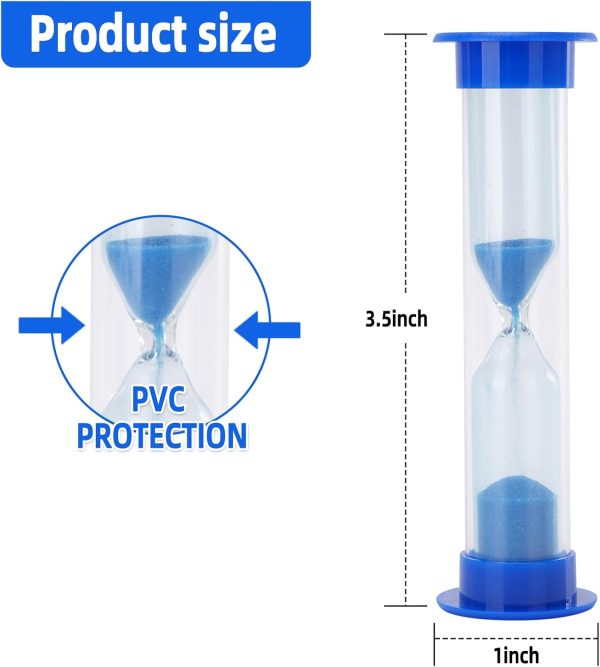 6 Pcs Plastic 1 Minute Sand Timer Sandglass Hourglass Sand Clock, Blue