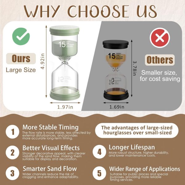 6 Pack Earthy Boho Hourglass Sand Timers Bohemian Hourglass Timer Clock for Office Home Play Time Cooking Reading Graduation Classroom Gift(Multicolor,5/10/15/30/45/60 Minutes)